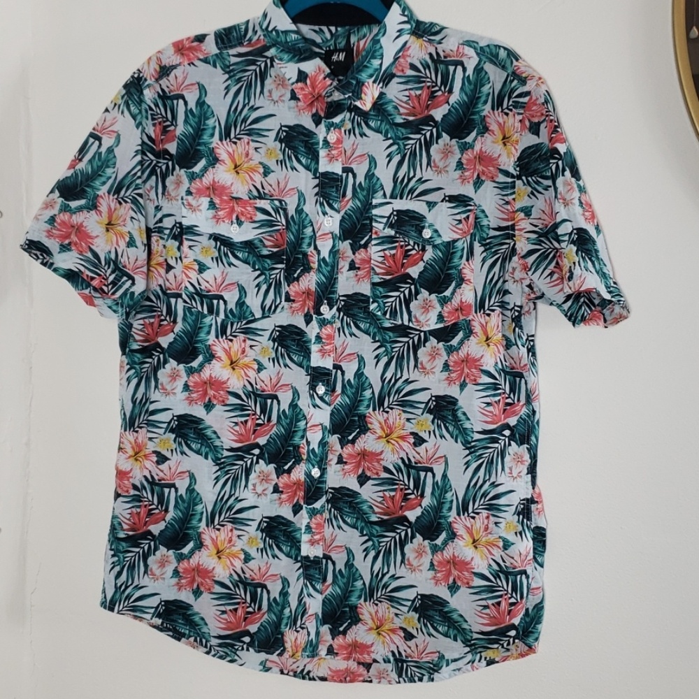 H&M Tropical Banana Leaf Martinique Hawaii Shirt